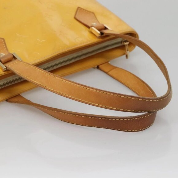 LOUIS VUITTON Monogram Vernis Houston Hand Bag Lime Yellow M91055 LV Auth 131741 - Picture 7 of 16